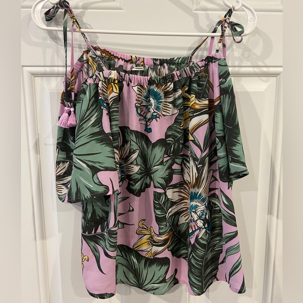J Crew Hawaiian Print off shoulder top size small - nwot